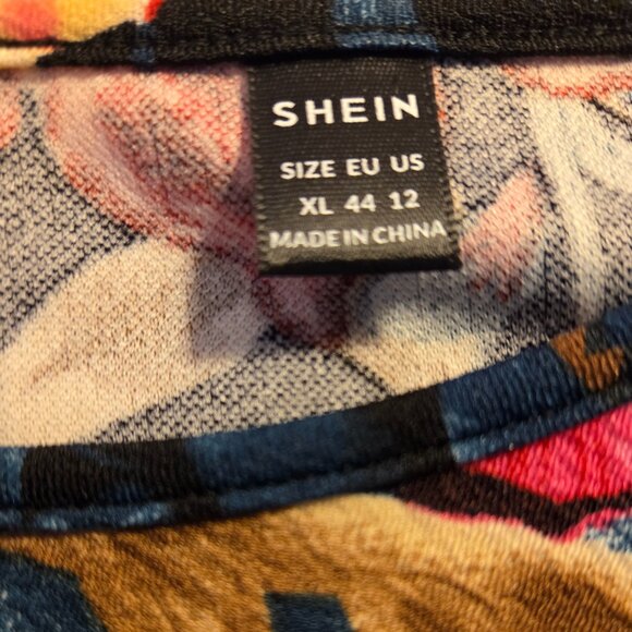 Shein XL Black Multi Colored Dress w/Ruffle Sleeves. - Picture 6 of 6